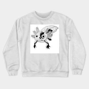 kawaii axolotl in totonac xochimilco pattern style ecopop Crewneck Sweatshirt